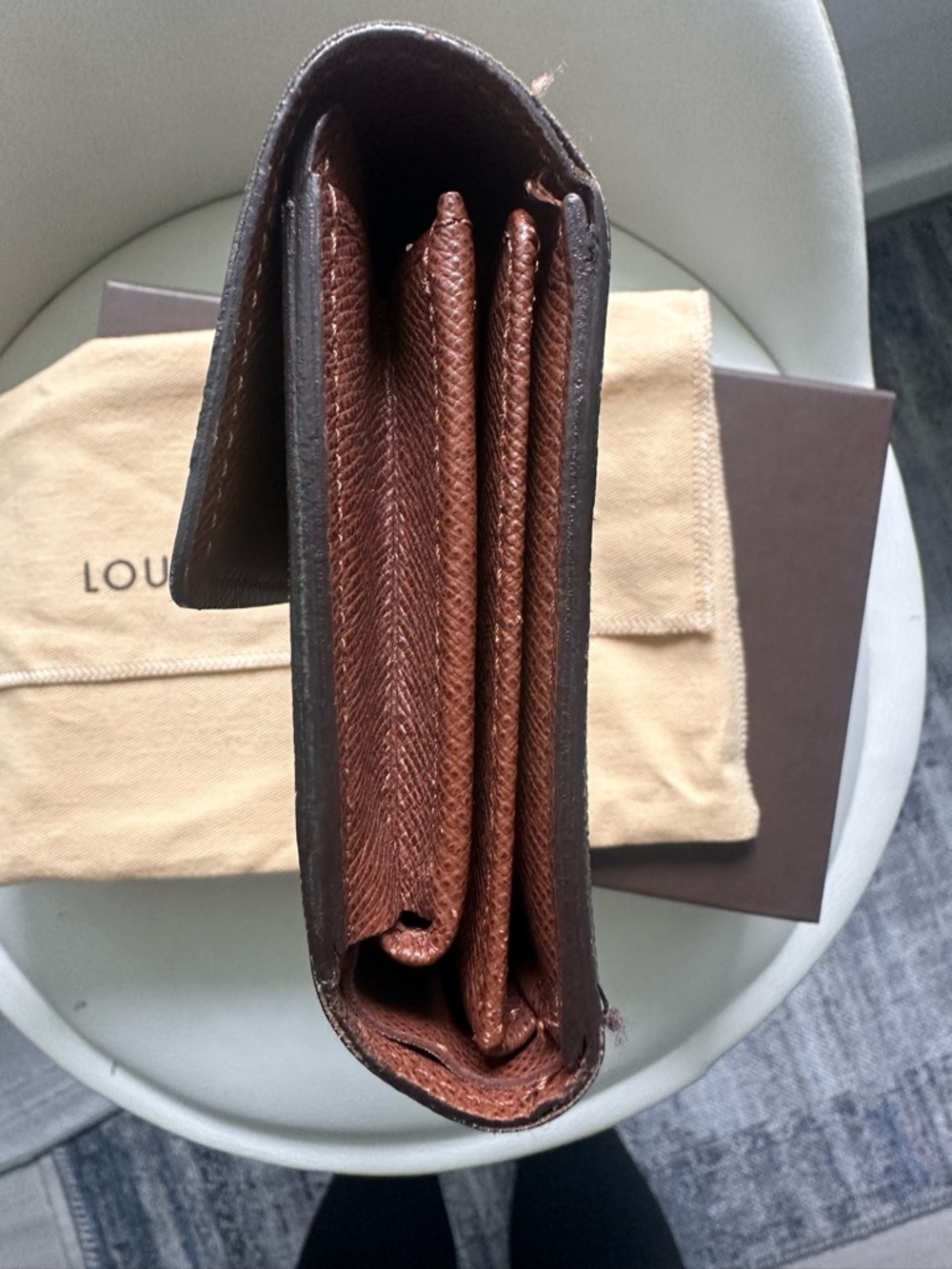 Louis Vuitton Brown and Gold Monogram Snap Wallet Detail - Picture 8 of 14